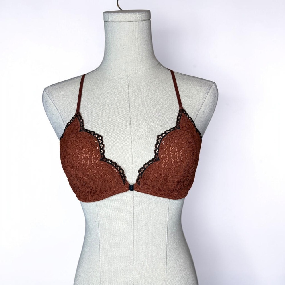 Free‎ People Slow Dance Bralette 34B Rust Brown Underwire Front Closure